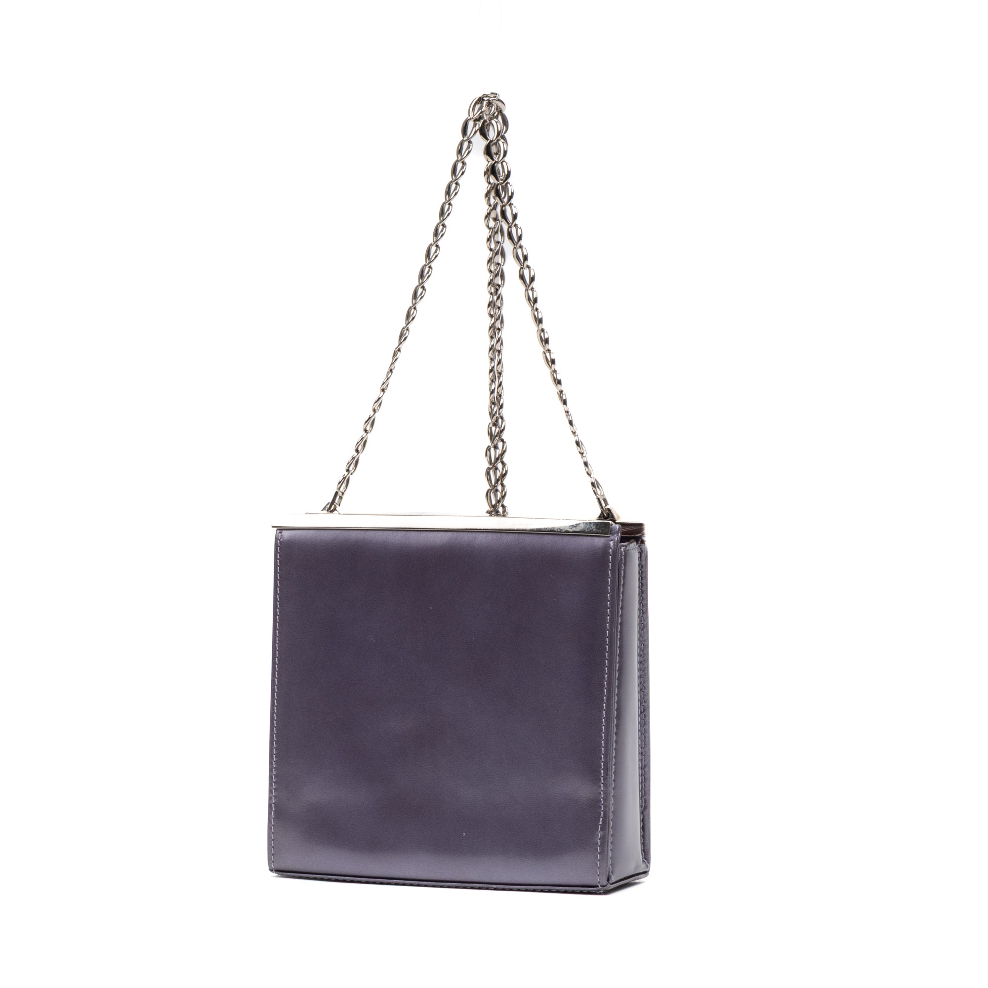Shoulder Bag Small Frame Bag Purple Smooth Calfskin Leather