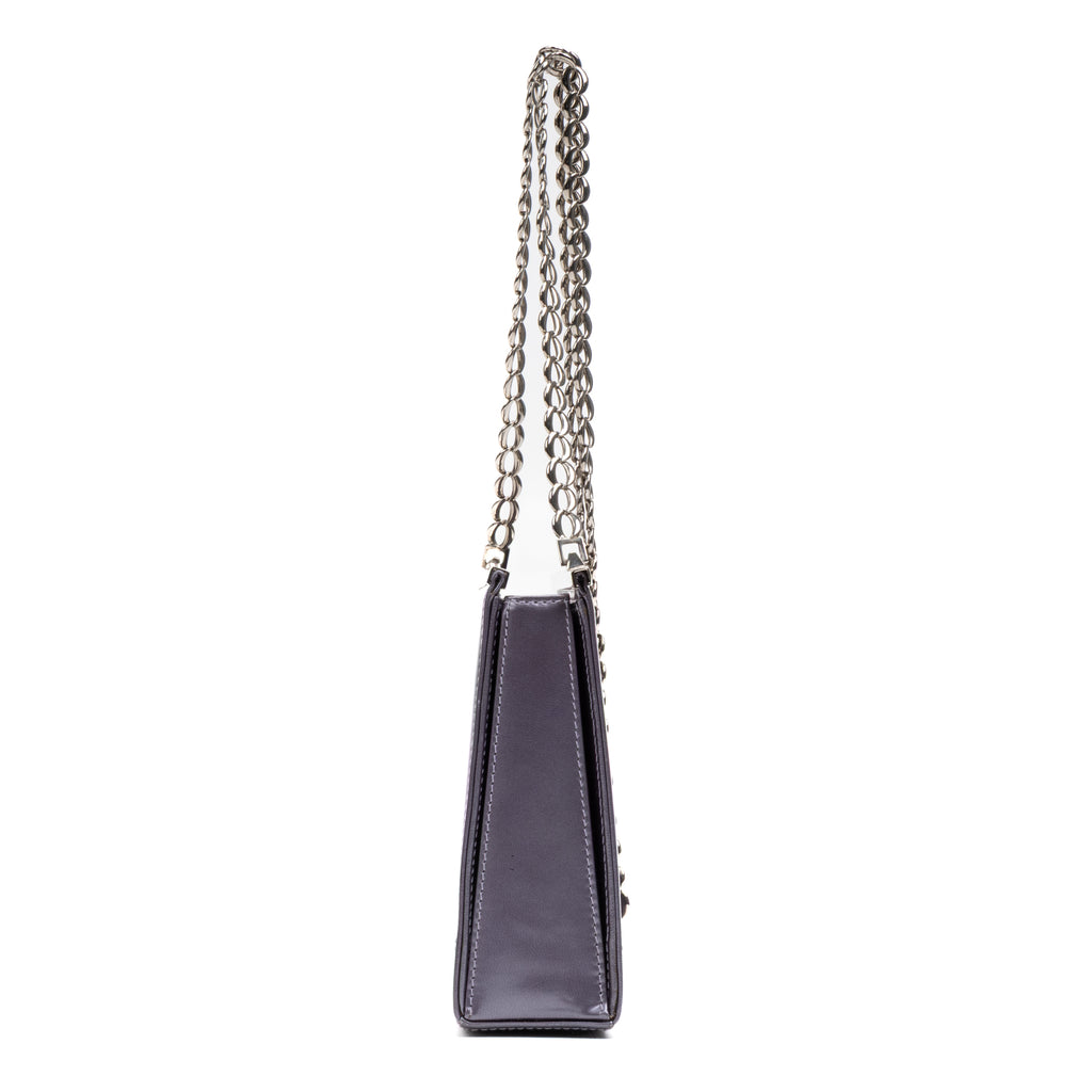 Shoulder Bag Small Frame Bag Purple Smooth Calfskin Leather