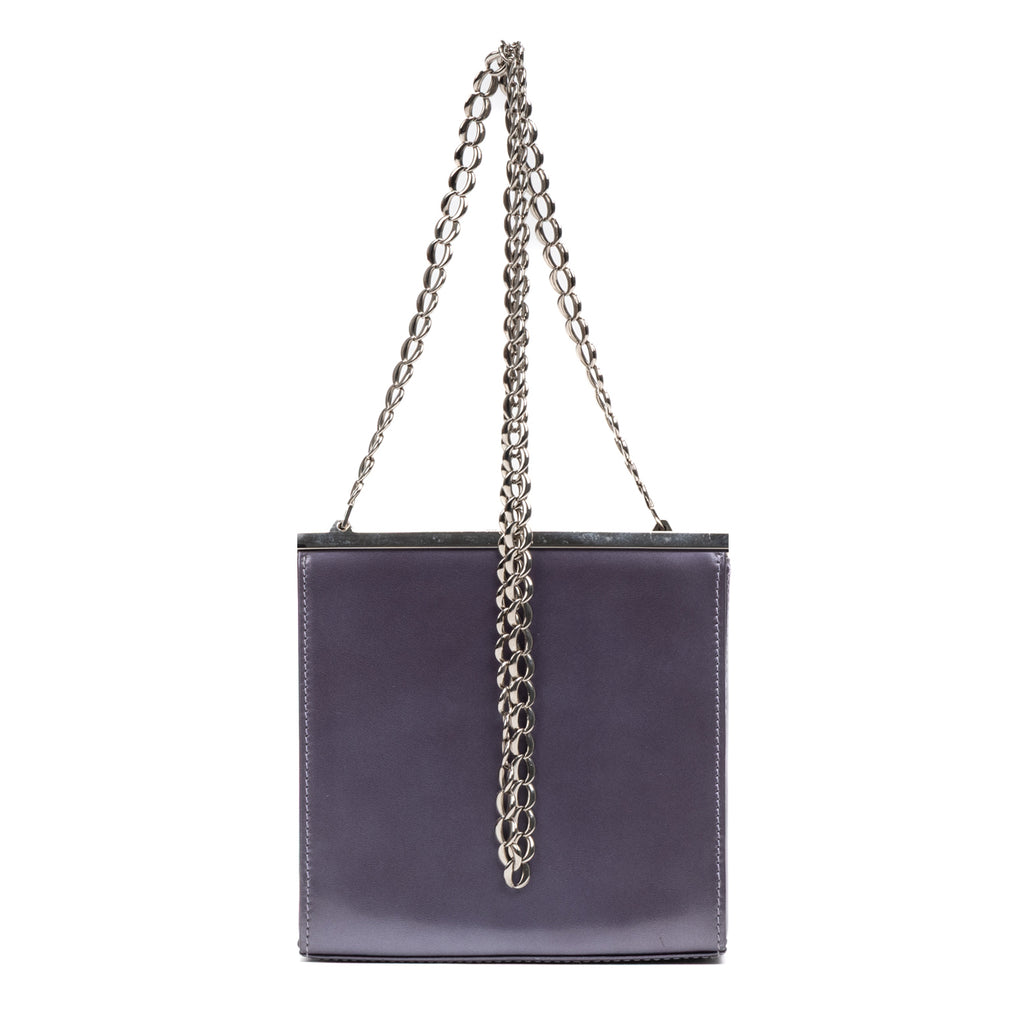 Shoulder Bag Small Frame Bag Purple Smooth Calfskin Leather