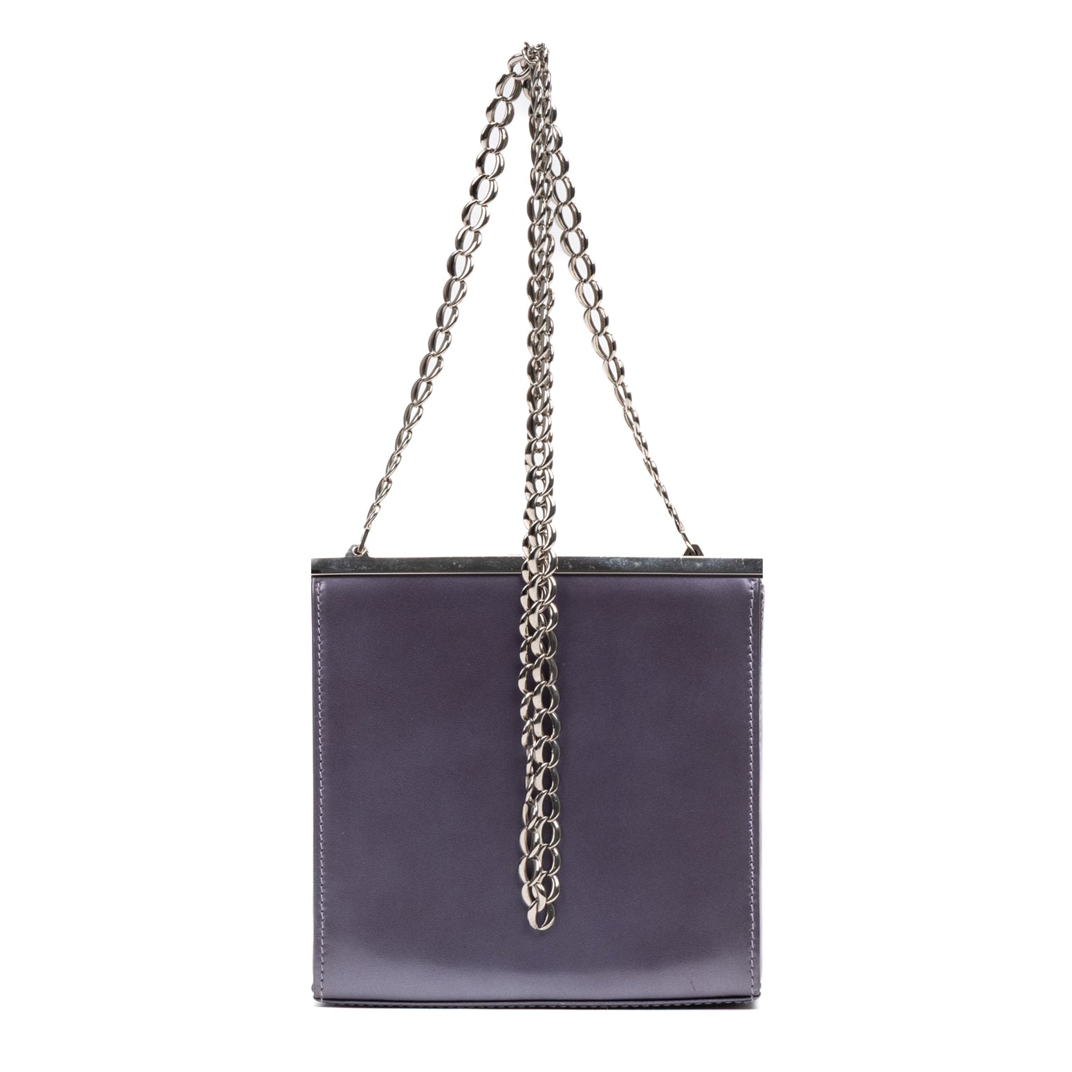 Shoulder Bag Small Frame Bag Purple Smooth Calfskin Leather