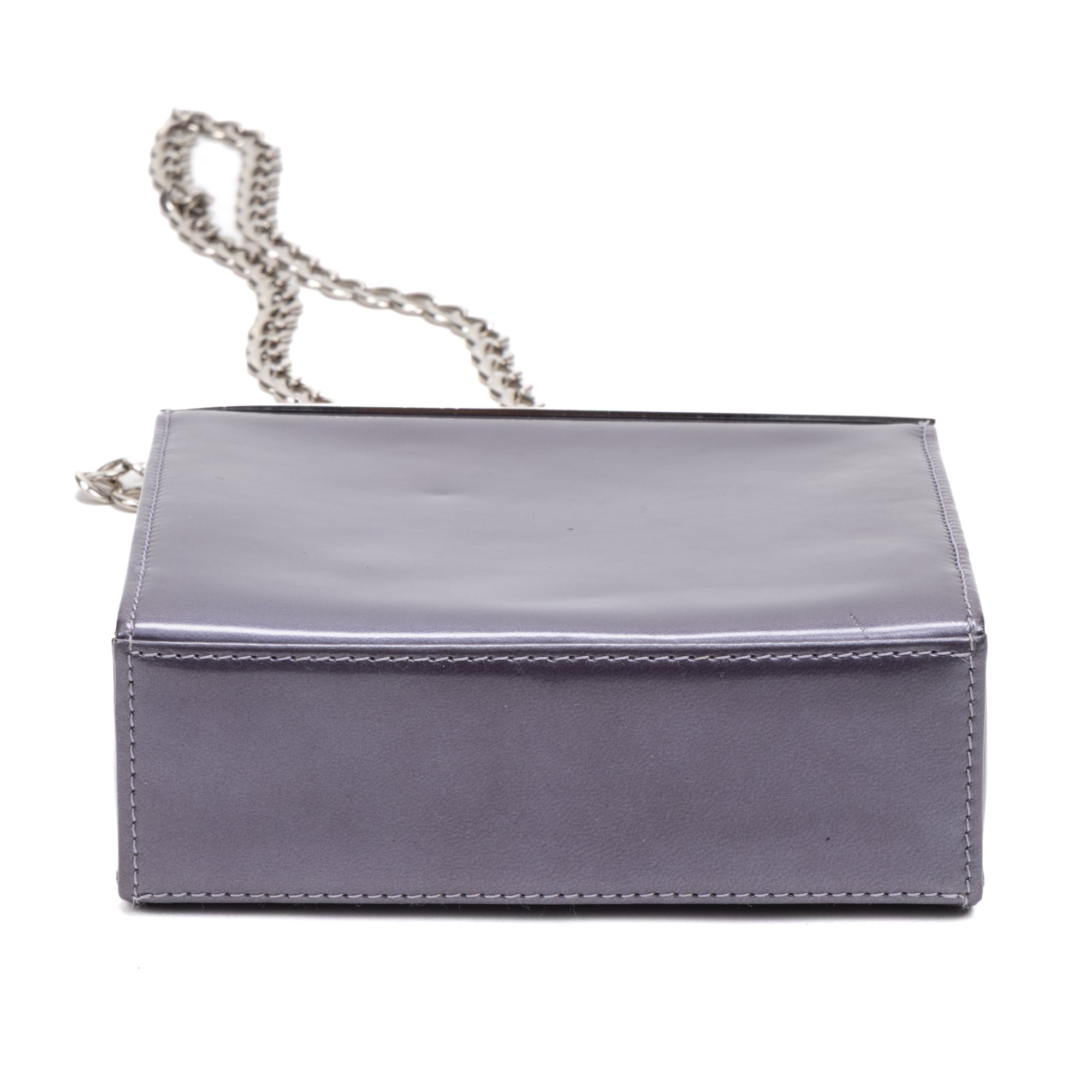 Shoulder Bag Small Frame Bag Purple Smooth Calfskin Leather