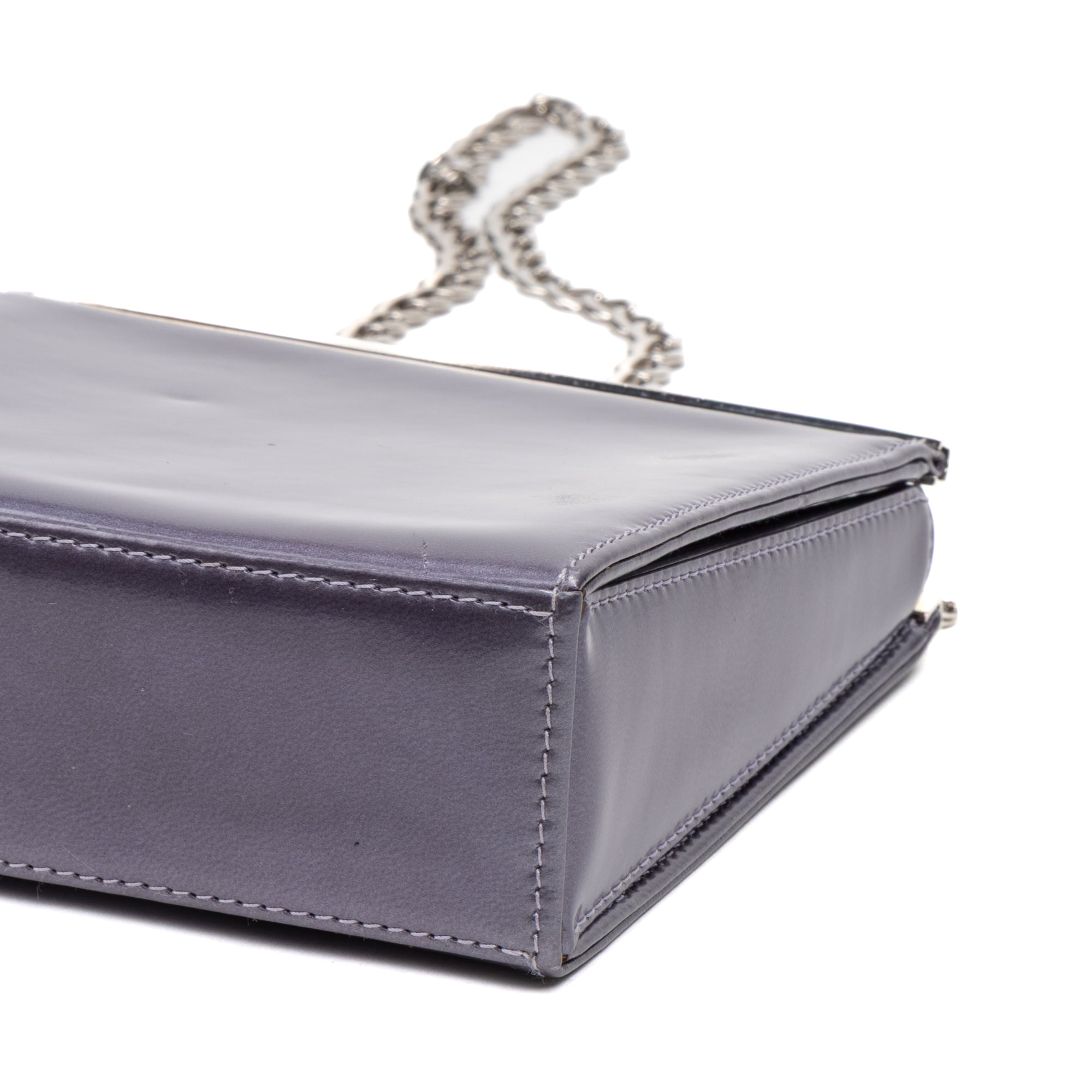 Shoulder Bag Small Frame Bag Purple Smooth Calfskin Leather