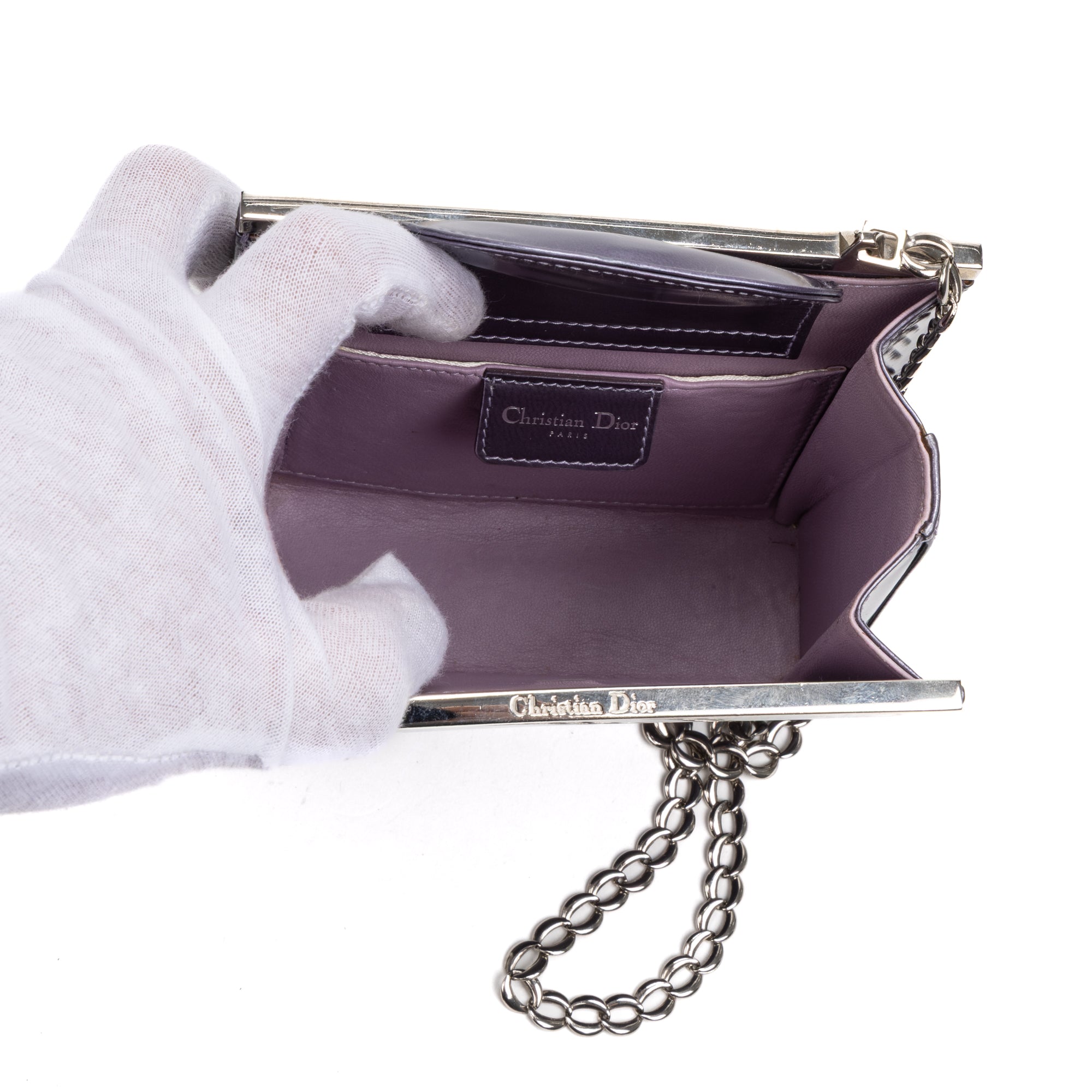Shoulder Bag Small Frame Bag Purple Smooth Calfskin Leather