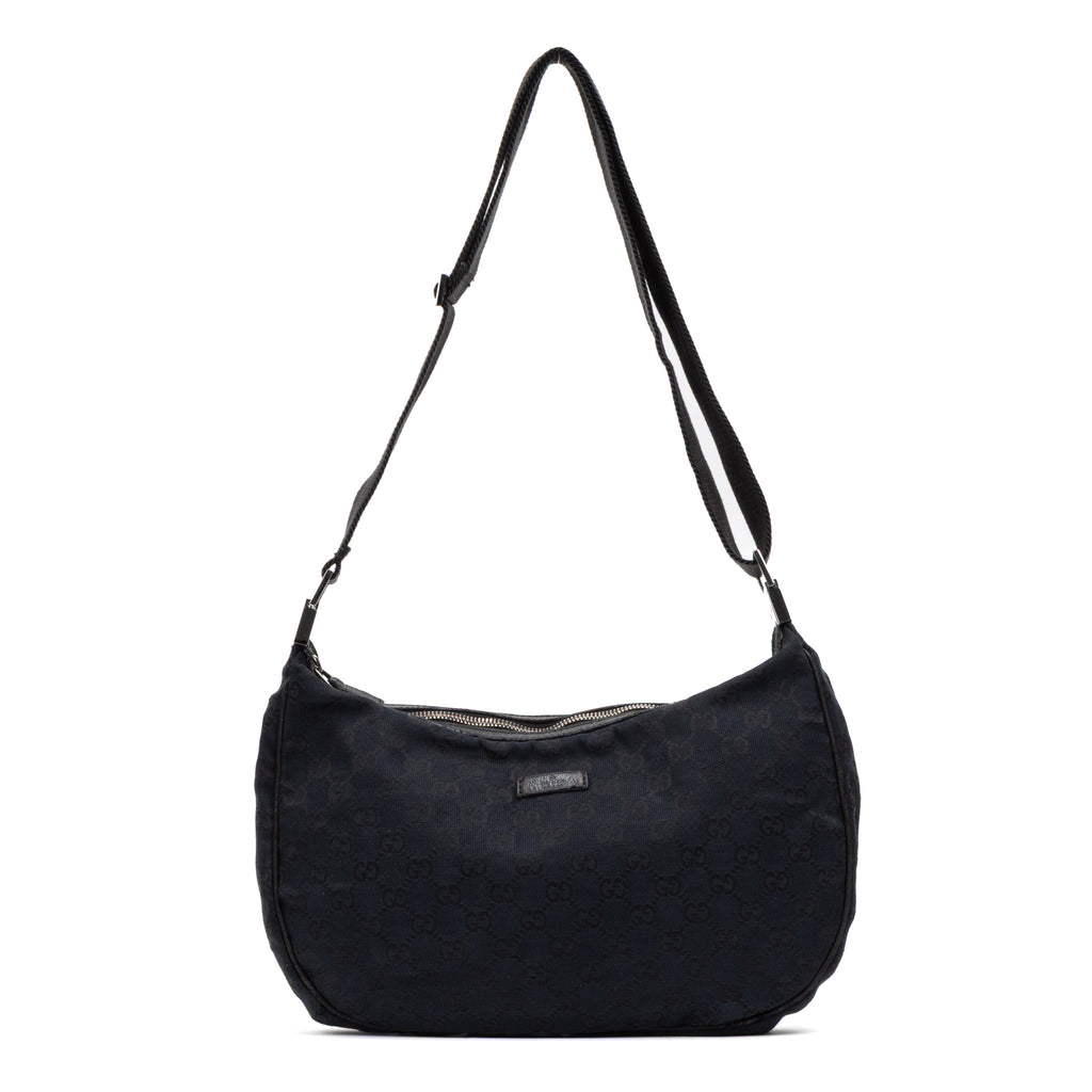Shoulder Bag Round Messenger Black Monogrammed Canvas
