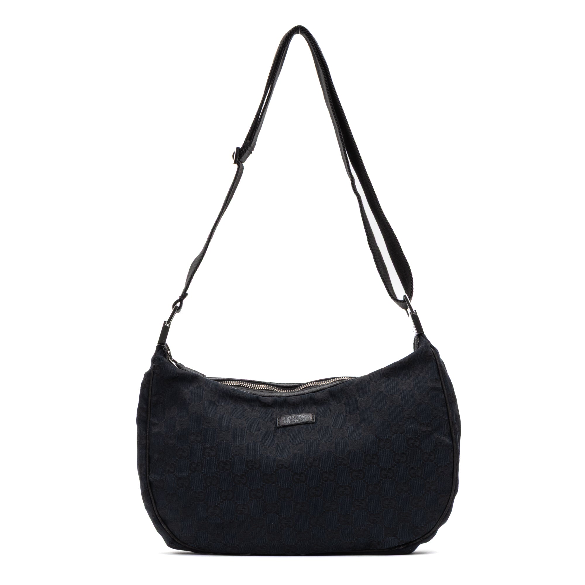Shoulder Bag Round Messenger Black Monogrammed Canvas