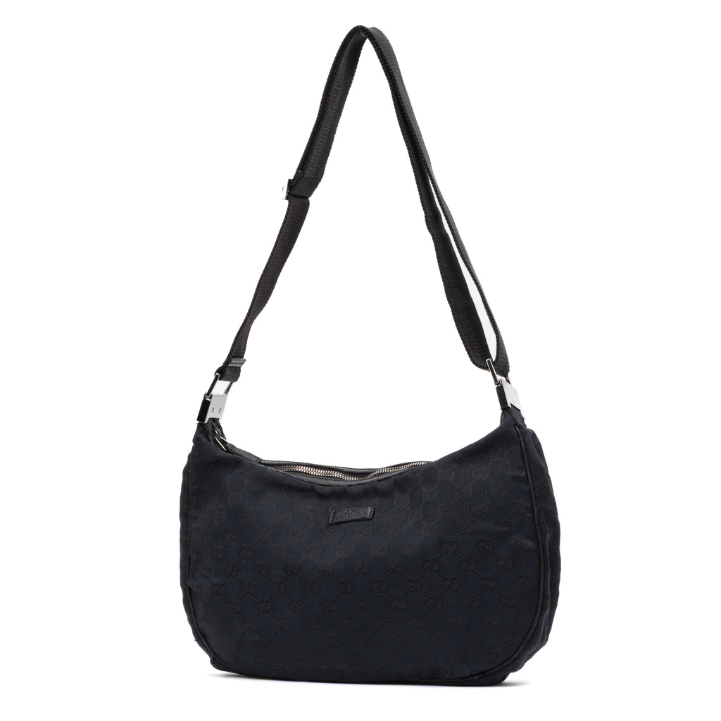 Shoulder Bag Round Messenger Black Monogrammed Canvas