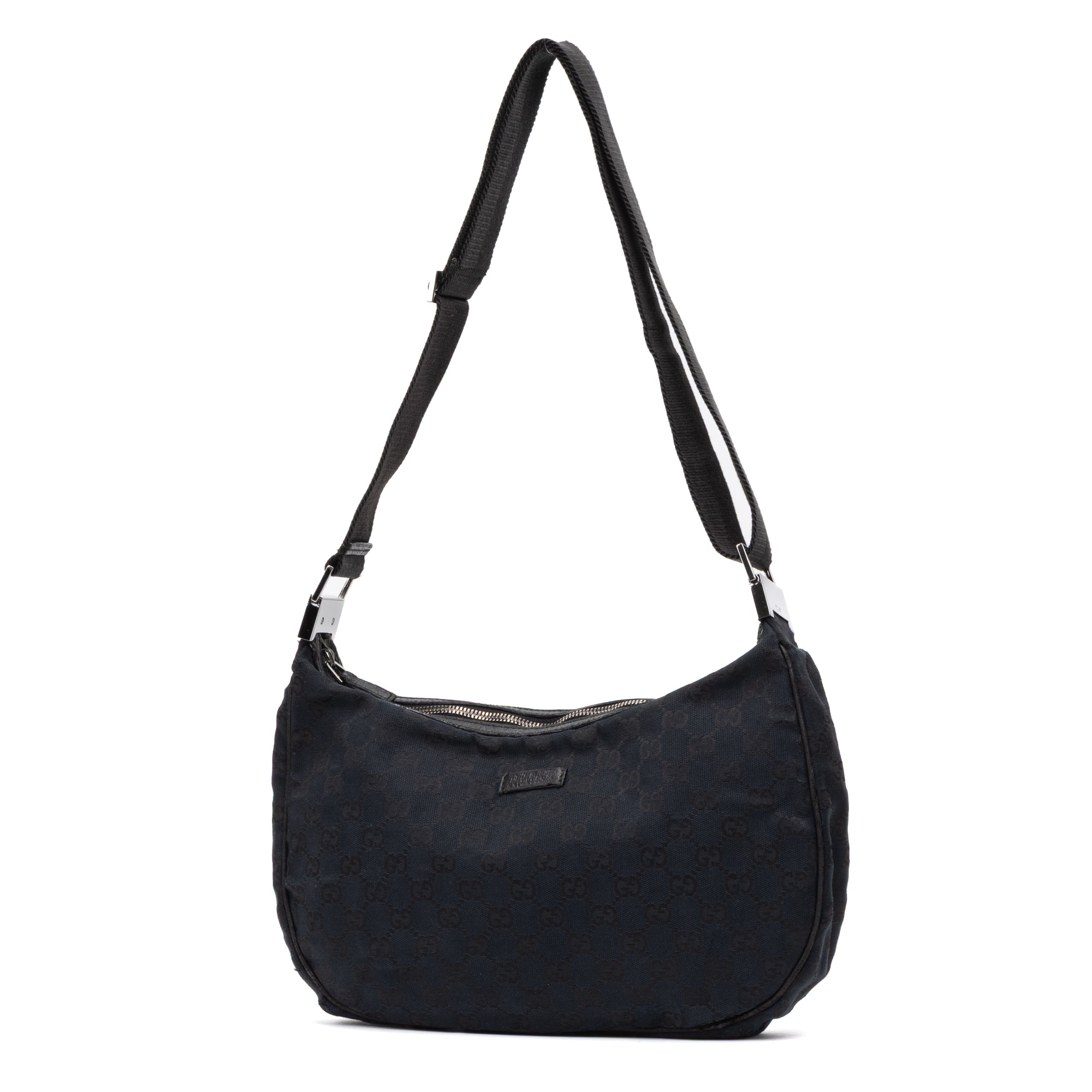 Shoulder Bag Round Messenger Black Monogrammed Canvas