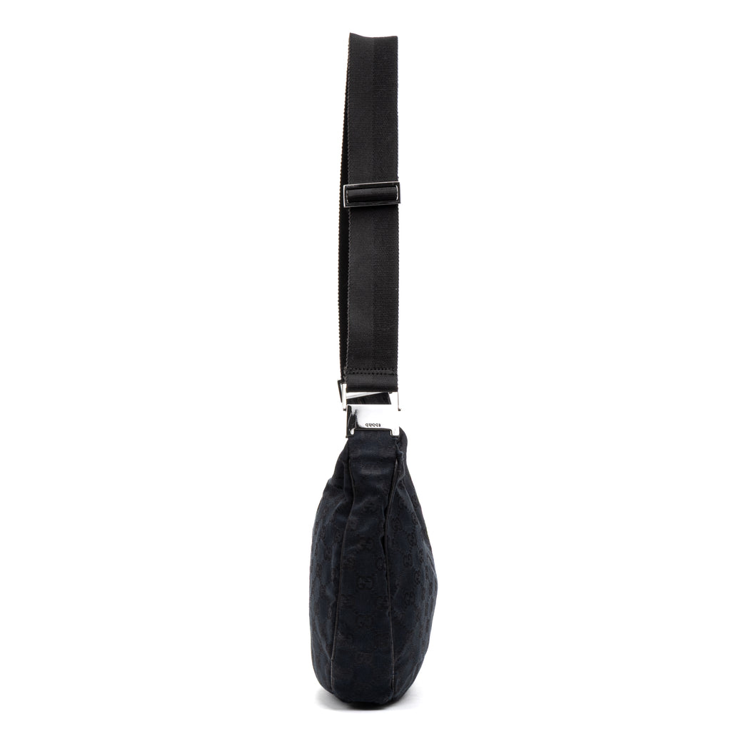 Shoulder Bag Round Messenger Black Monogrammed Canvas