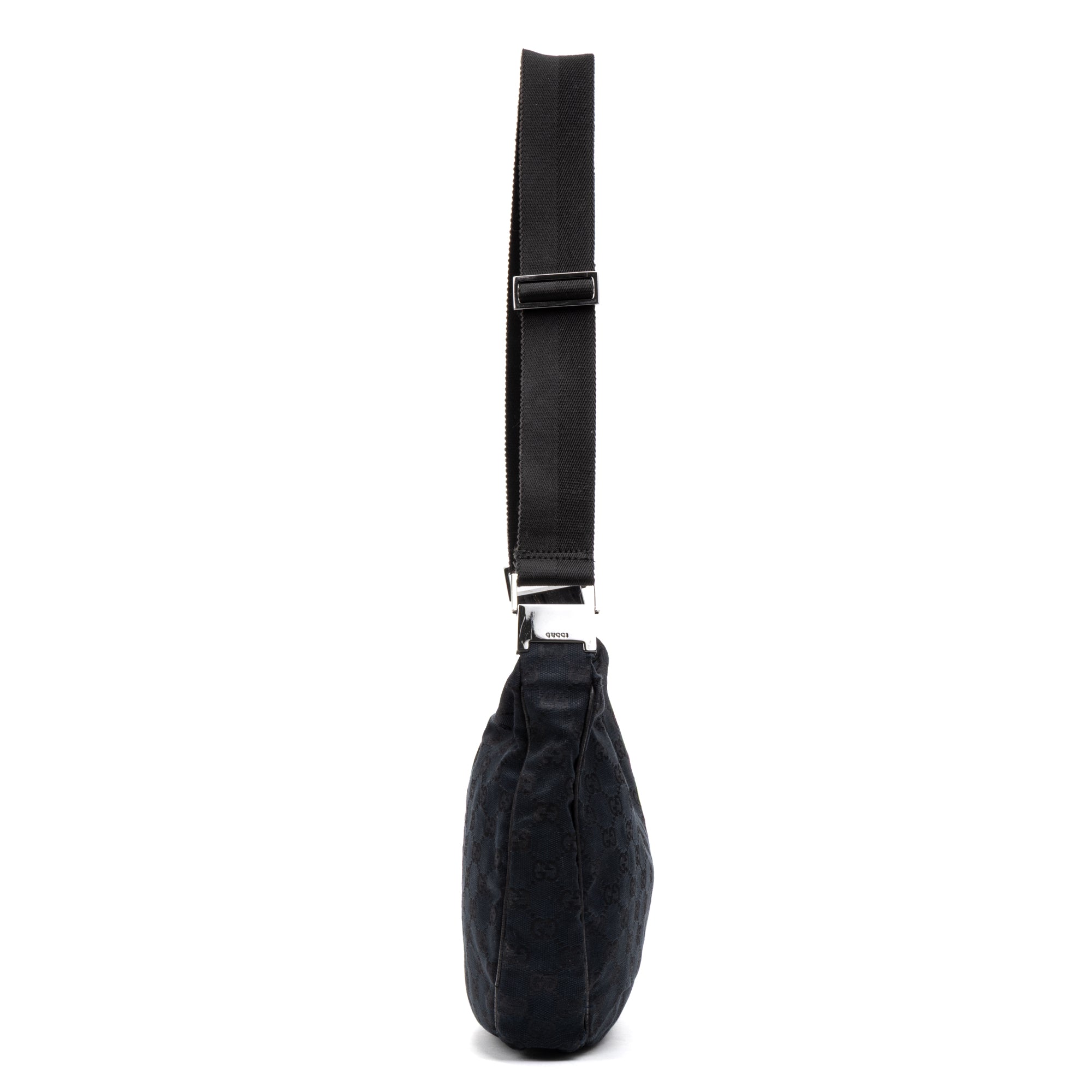 Shoulder Bag Round Messenger Black Monogrammed Canvas