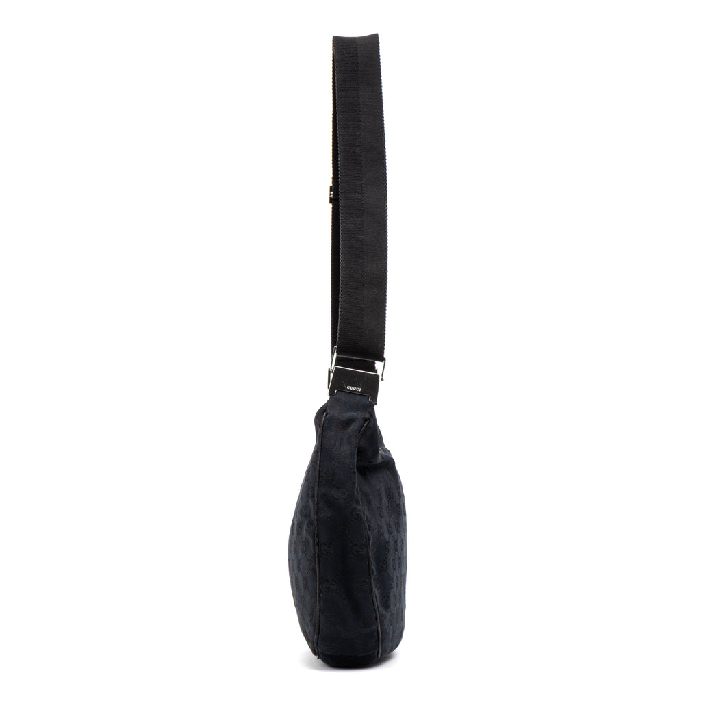 Shoulder Bag Round Messenger Black Monogrammed Canvas