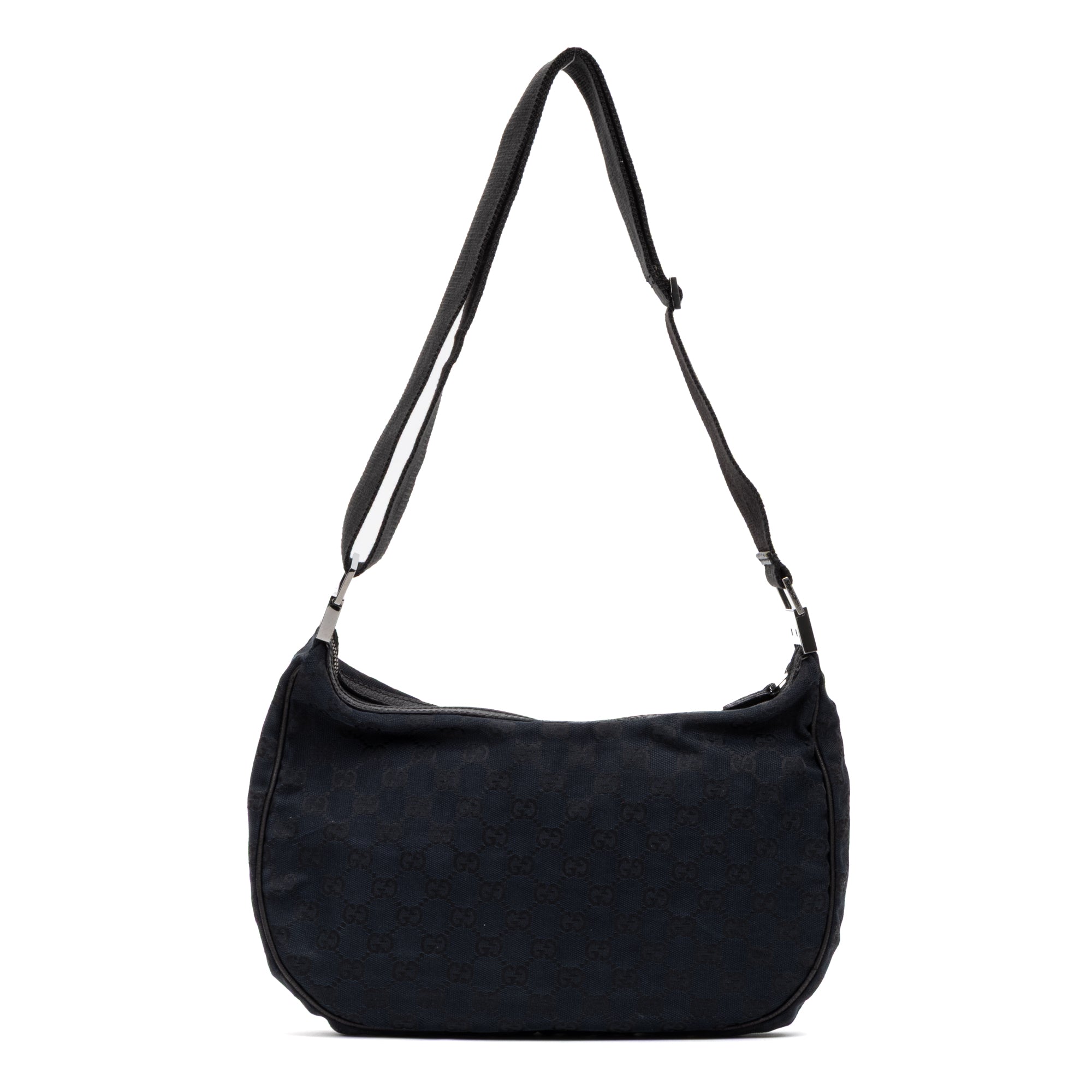 Shoulder Bag Round Messenger Black Monogrammed Canvas
