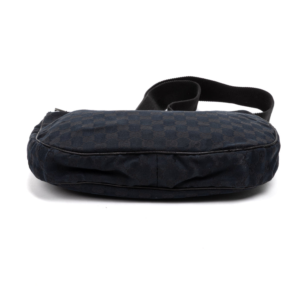Shoulder Bag Round Messenger Black Monogrammed Canvas