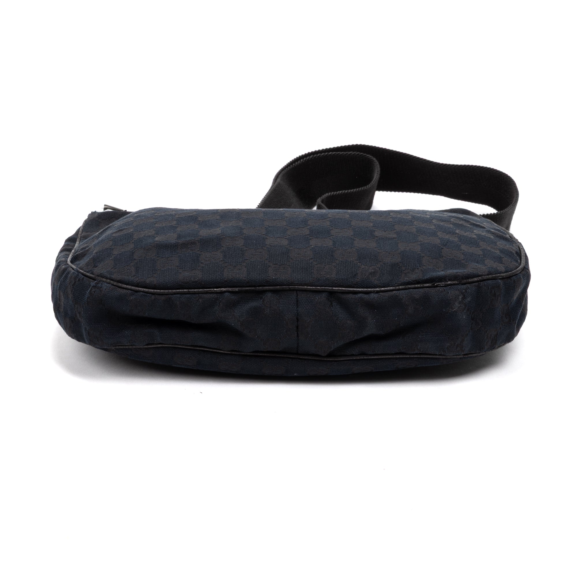 Shoulder Bag Round Messenger Black Monogrammed Canvas