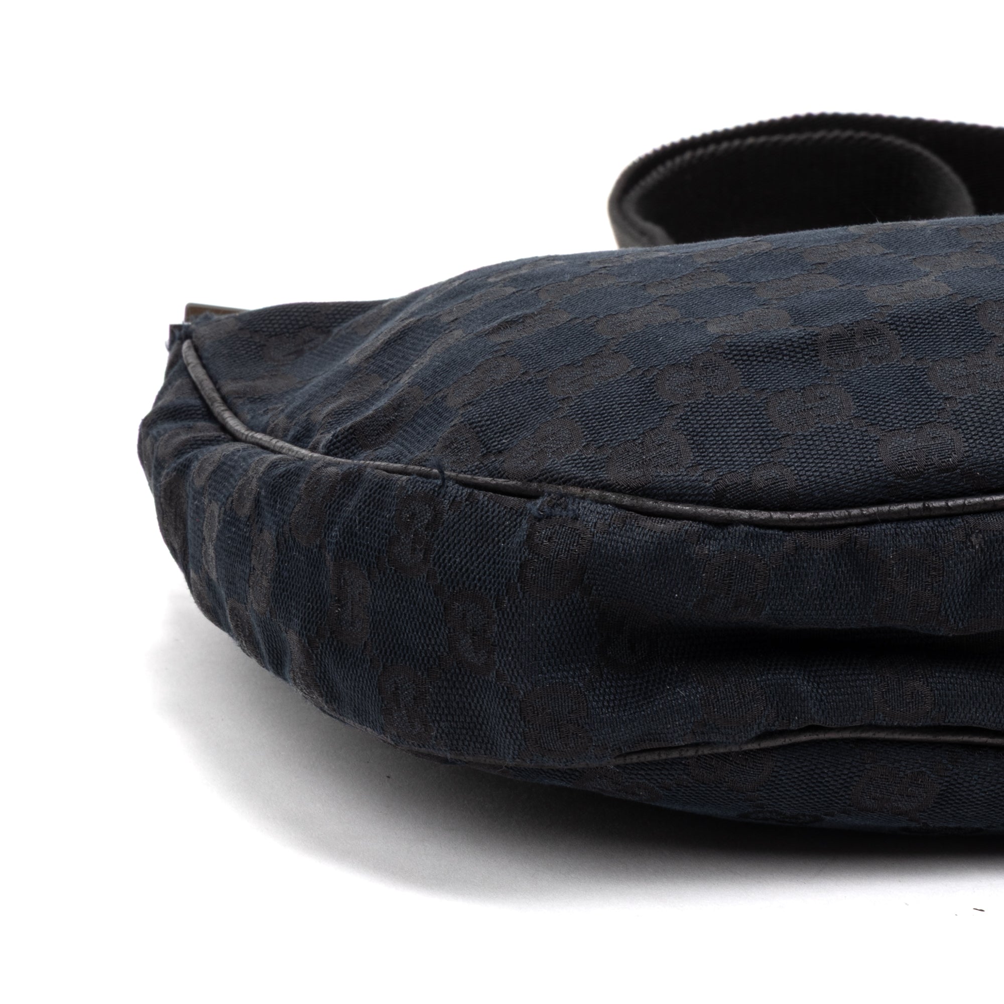 Shoulder Bag Round Messenger Black Monogrammed Canvas