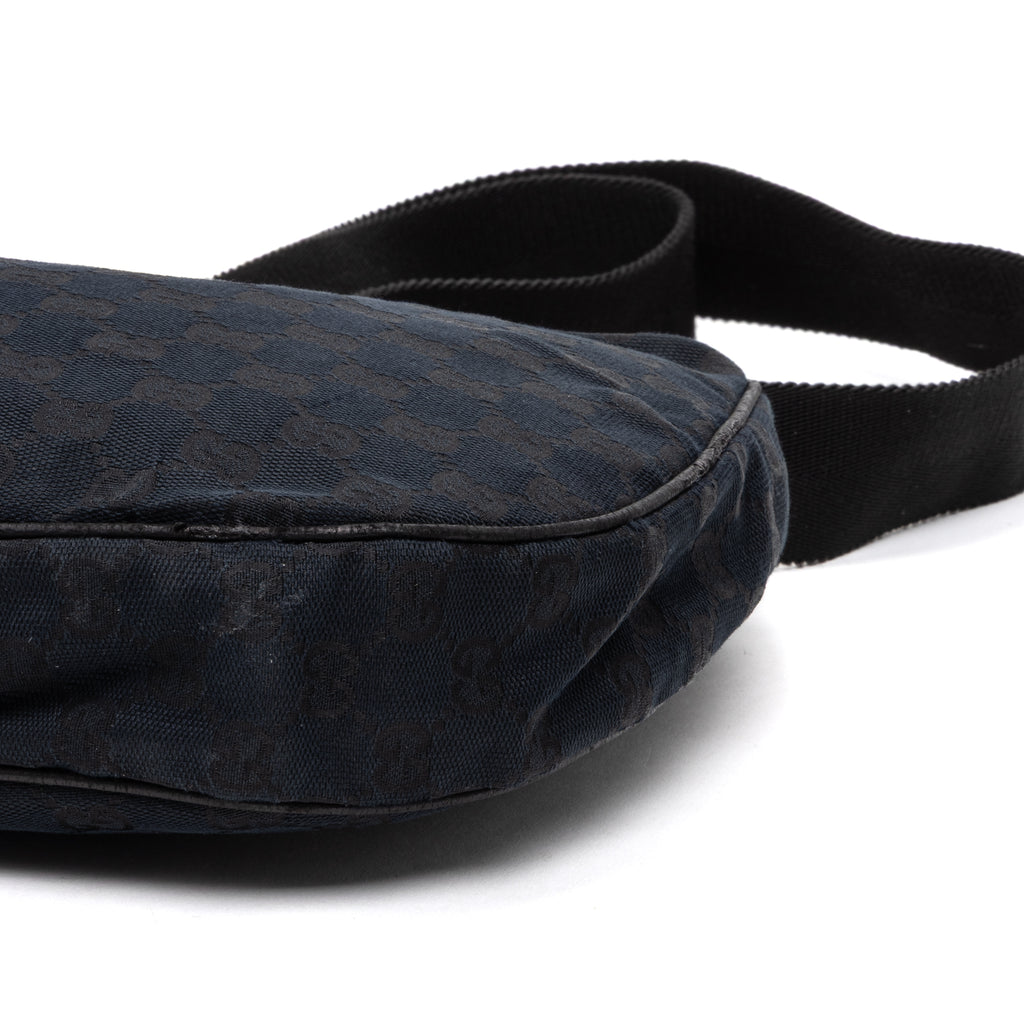 Shoulder Bag Round Messenger Black Monogrammed Canvas