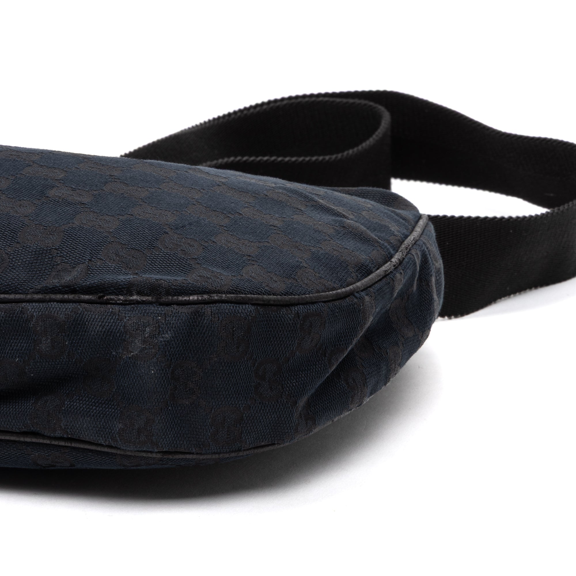 Shoulder Bag Round Messenger Black Monogrammed Canvas