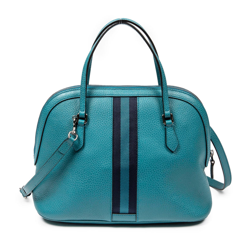 Shoulder Bag Web Medium Dome Crossbody Teal Grained Leather