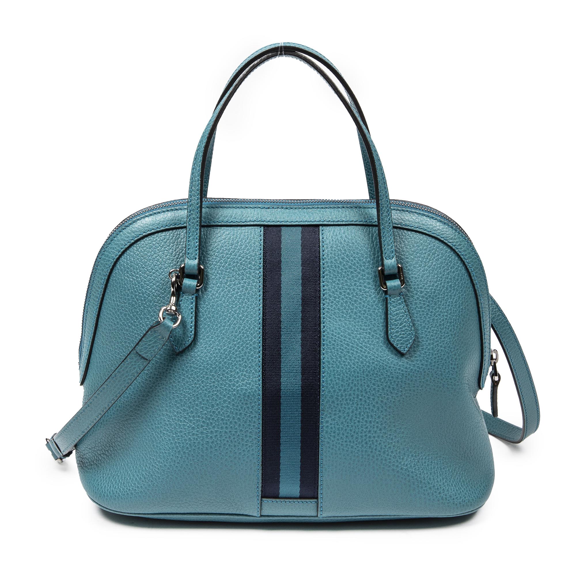 Shoulder Bag Web Medium Dome Crossbody Teal Grained Leather