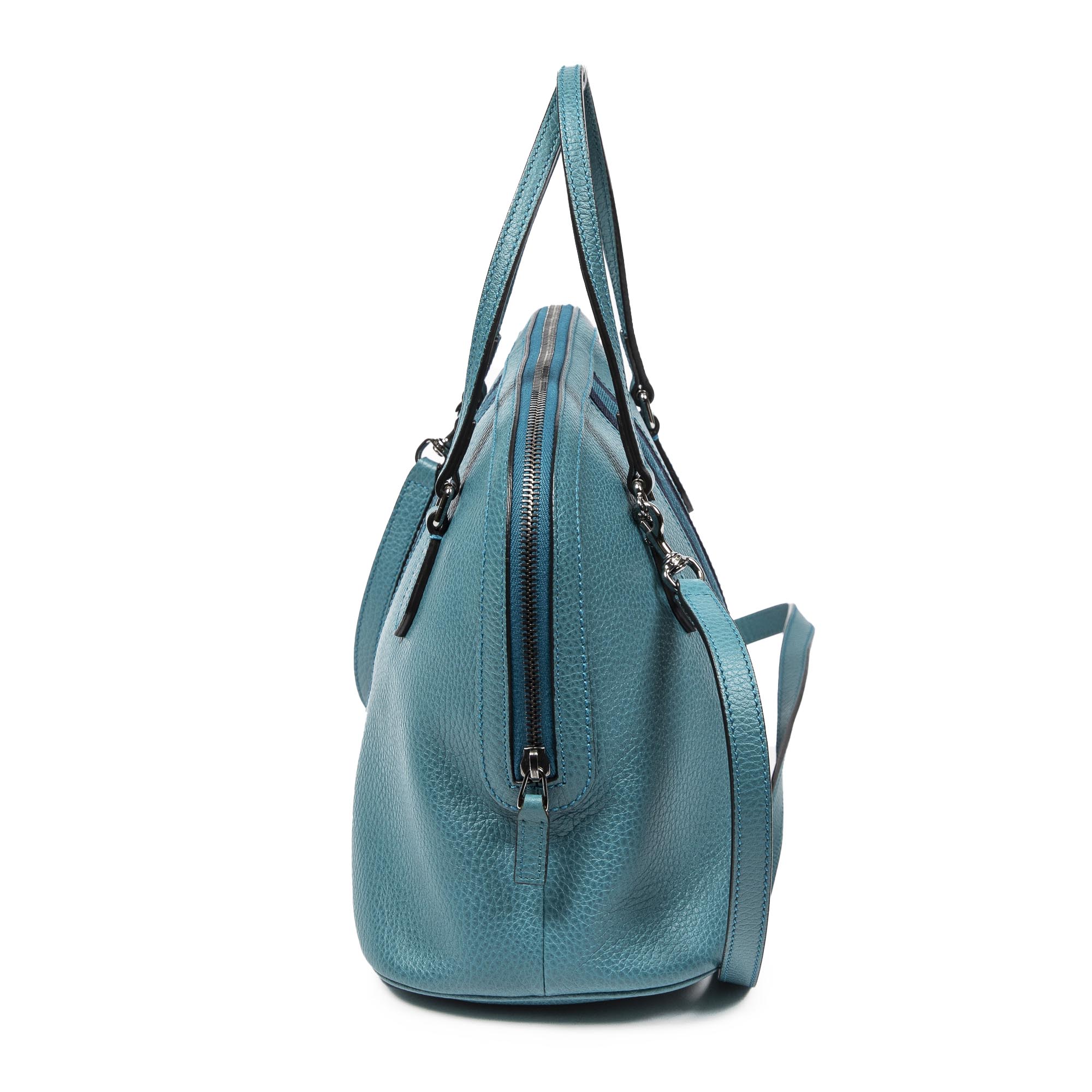 Shoulder Bag Web Medium Dome Crossbody Teal Grained Leather