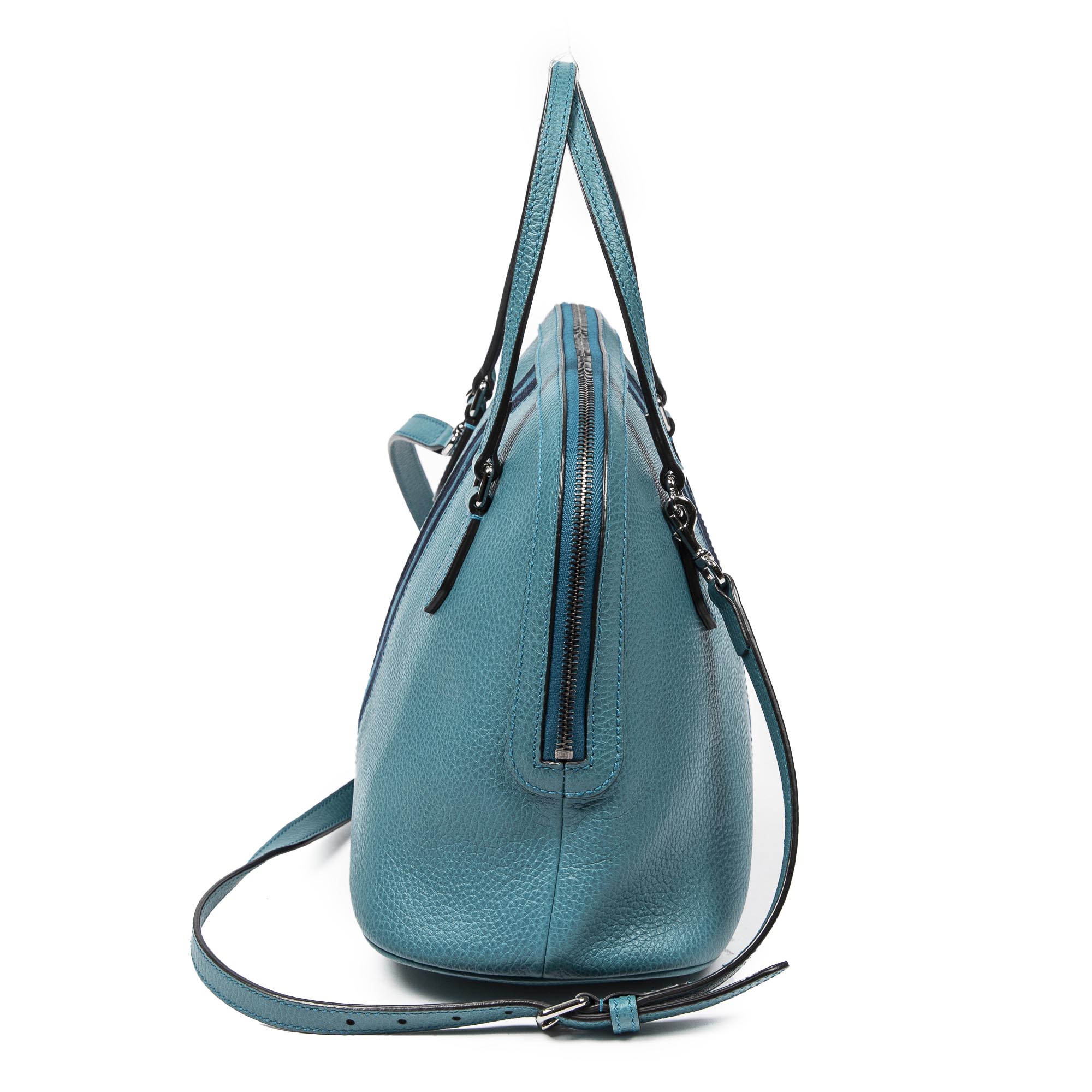 Shoulder Bag Web Medium Dome Crossbody Teal Grained Leather