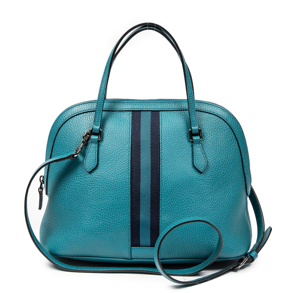 Shoulder Bag Web Medium Dome Crossbody Teal Grained Leather