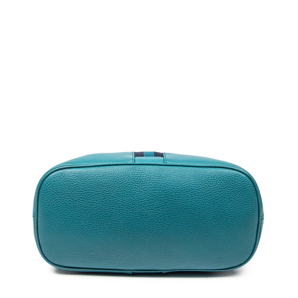 Shoulder Bag Web Medium Dome Crossbody Teal Grained Leather
