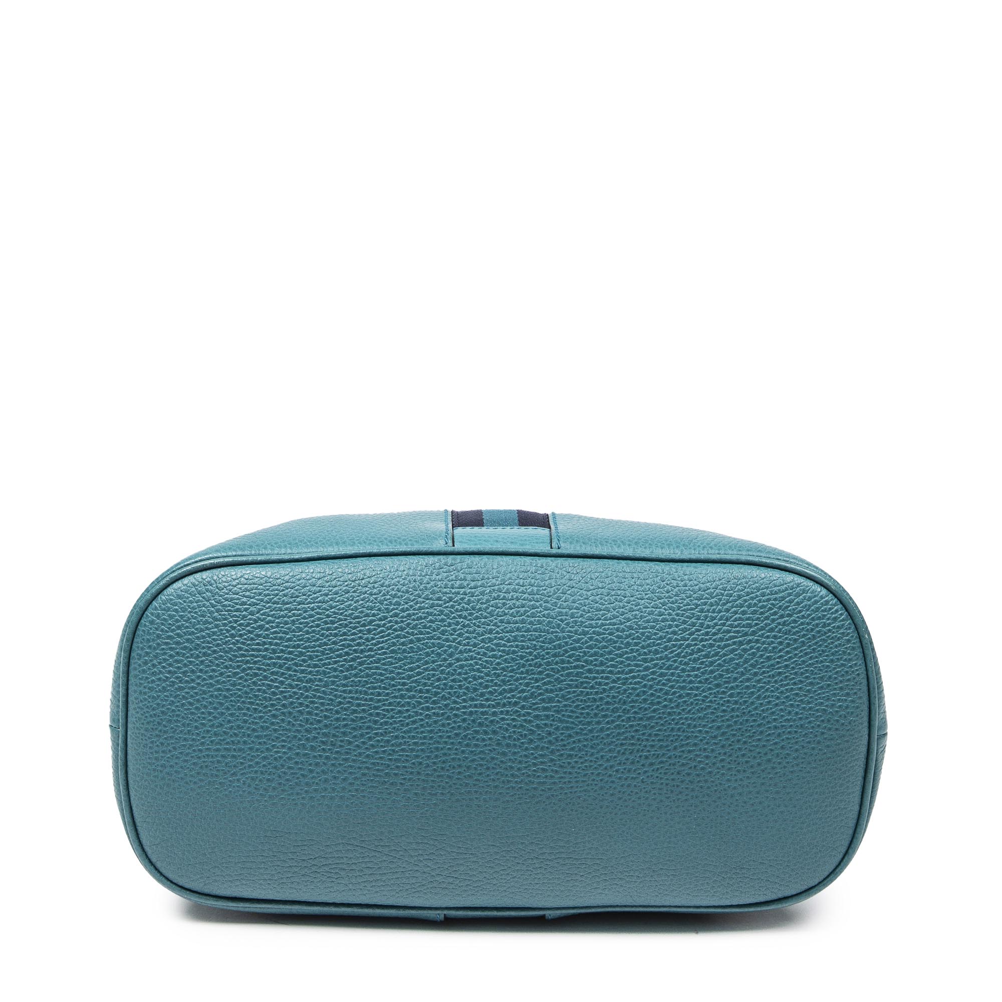 Shoulder Bag Web Medium Dome Crossbody Teal Grained Leather
