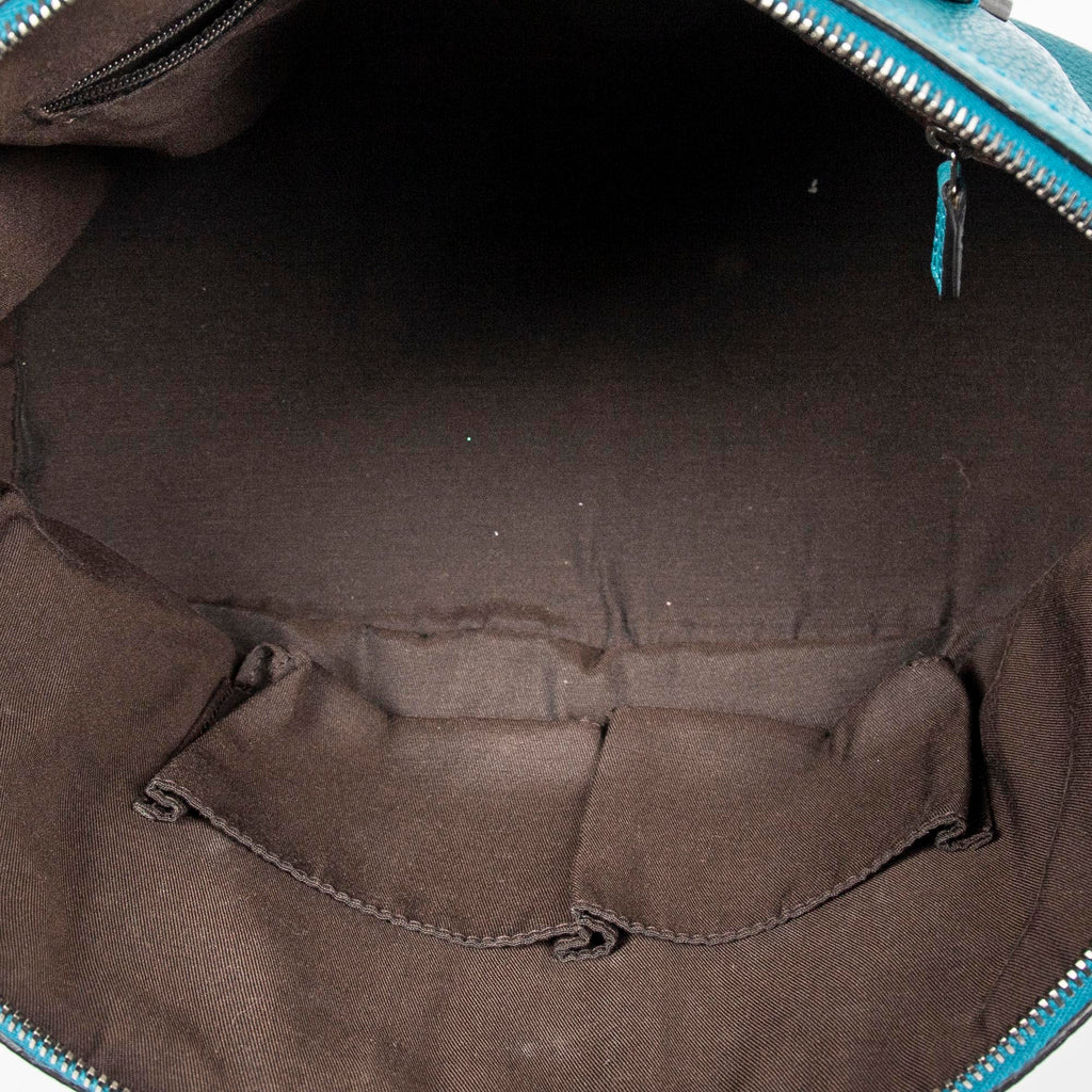 Shoulder Bag Web Medium Dome Crossbody Teal Grained Leather