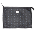 Handbag Zip Clutch Bag Black Visetos Coated Canvas