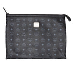 Handbag Zip Clutch Bag Black Visetos Coated Canvas