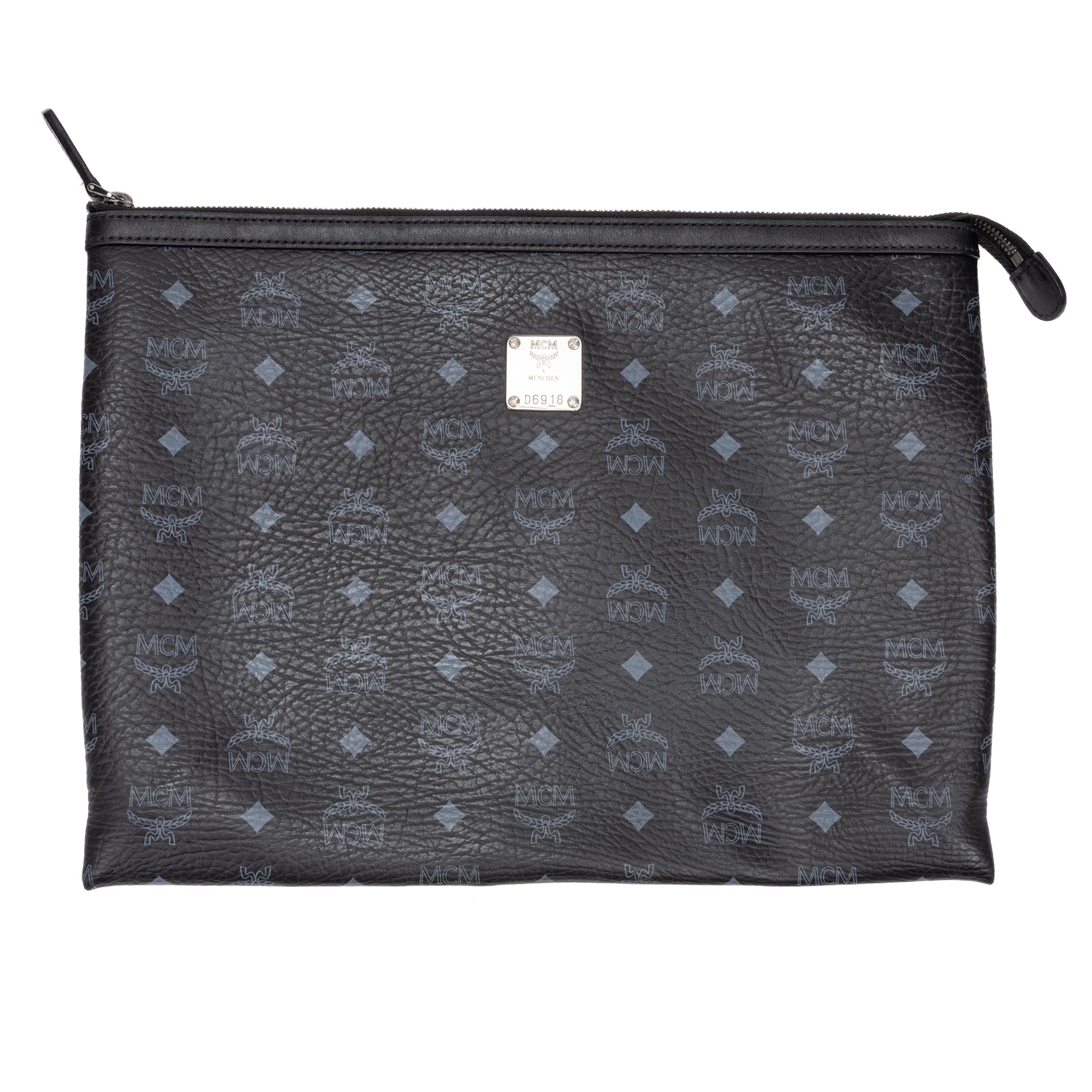 Handbag Zip Clutch Bag Black Visetos Coated Canvas