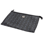 Handbag Zip Clutch Bag Black Visetos Coated Canvas