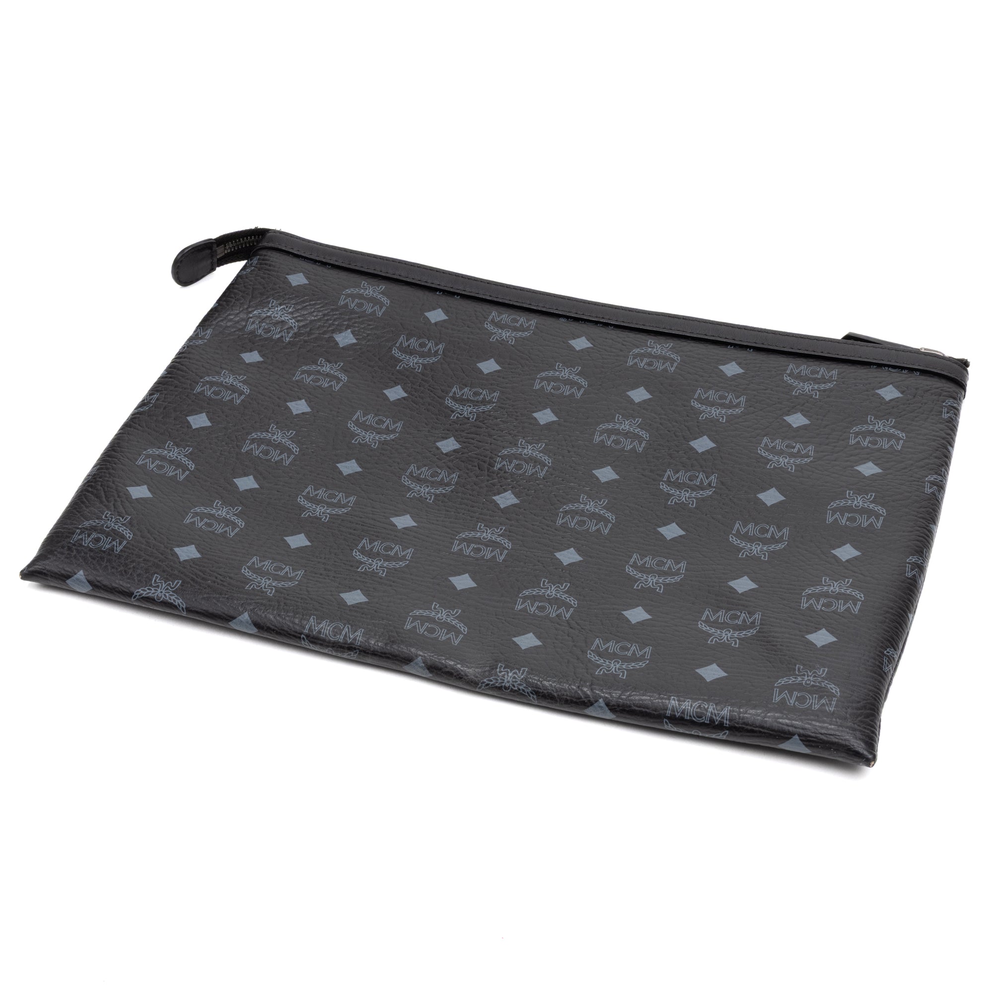 Handbag Zip Clutch Bag Black Visetos Coated Canvas