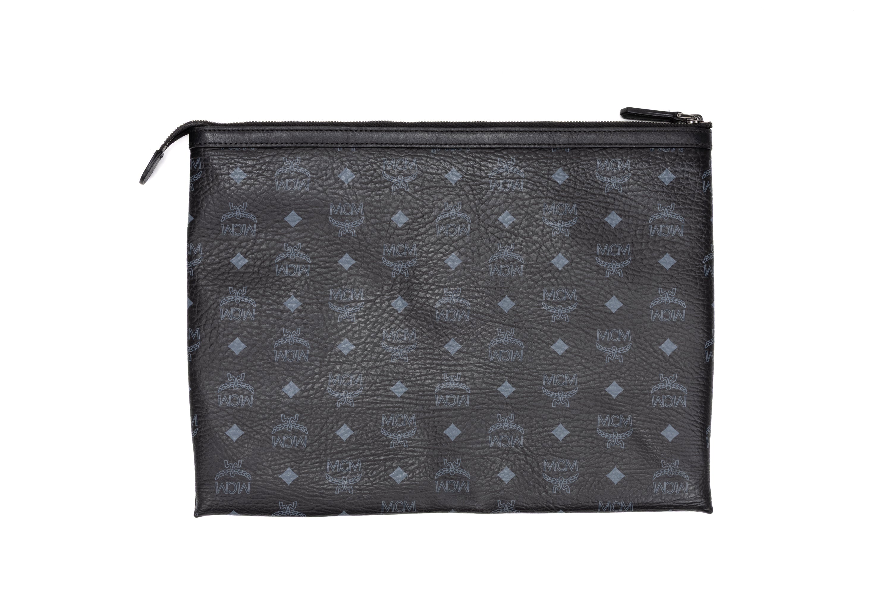 Handbag Zip Clutch Bag Black Visetos Coated Canvas