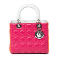 Shoulder Bag Medium Tricolor Lady Dior Fuchsia Cannage Lambskin Leather
