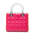 Shoulder Bag Medium Tricolor Lady Dior Fuchsia Cannage Lambskin Leather