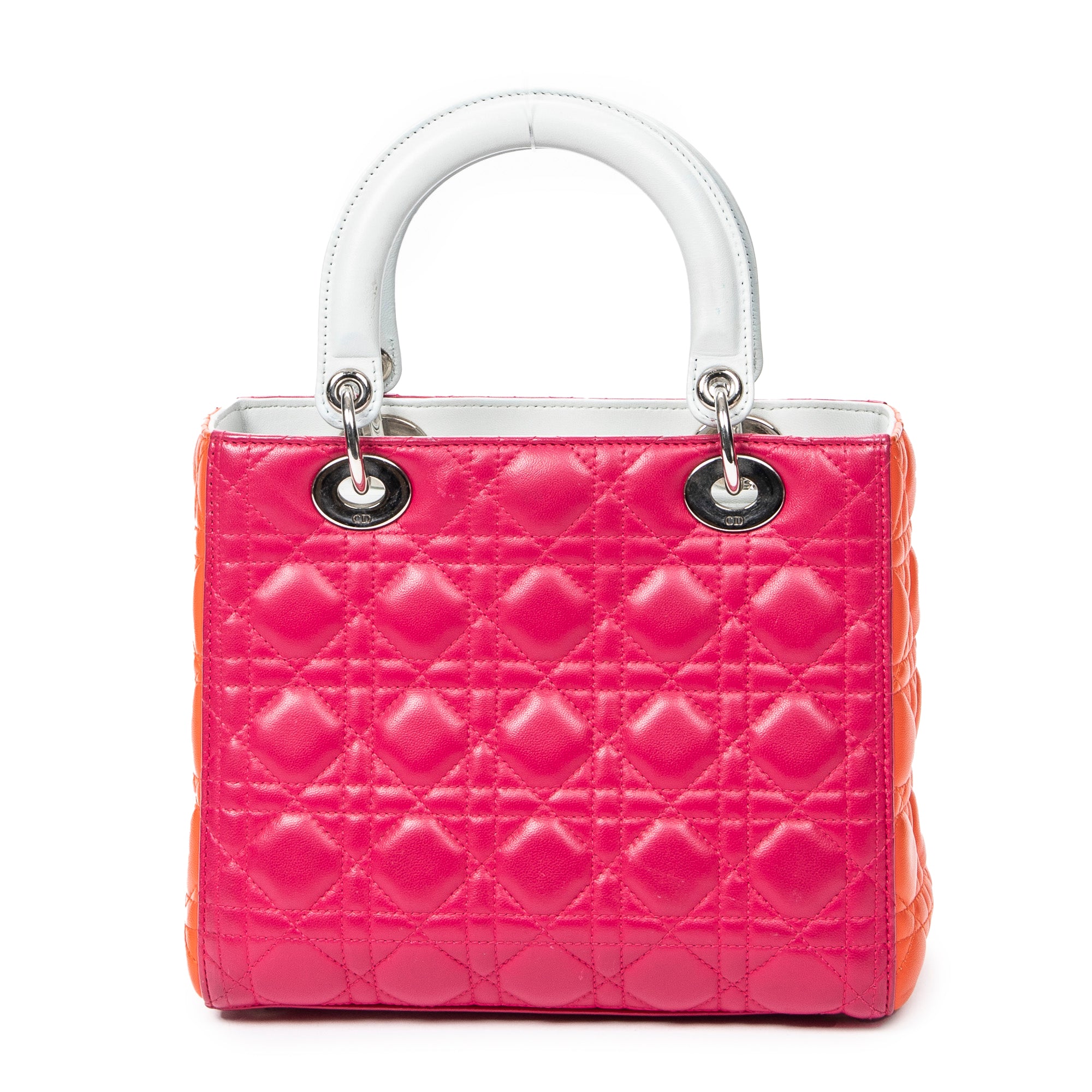 Shoulder Bag Medium Tricolor Lady Dior Fuchsia Cannage Lambskin Leather