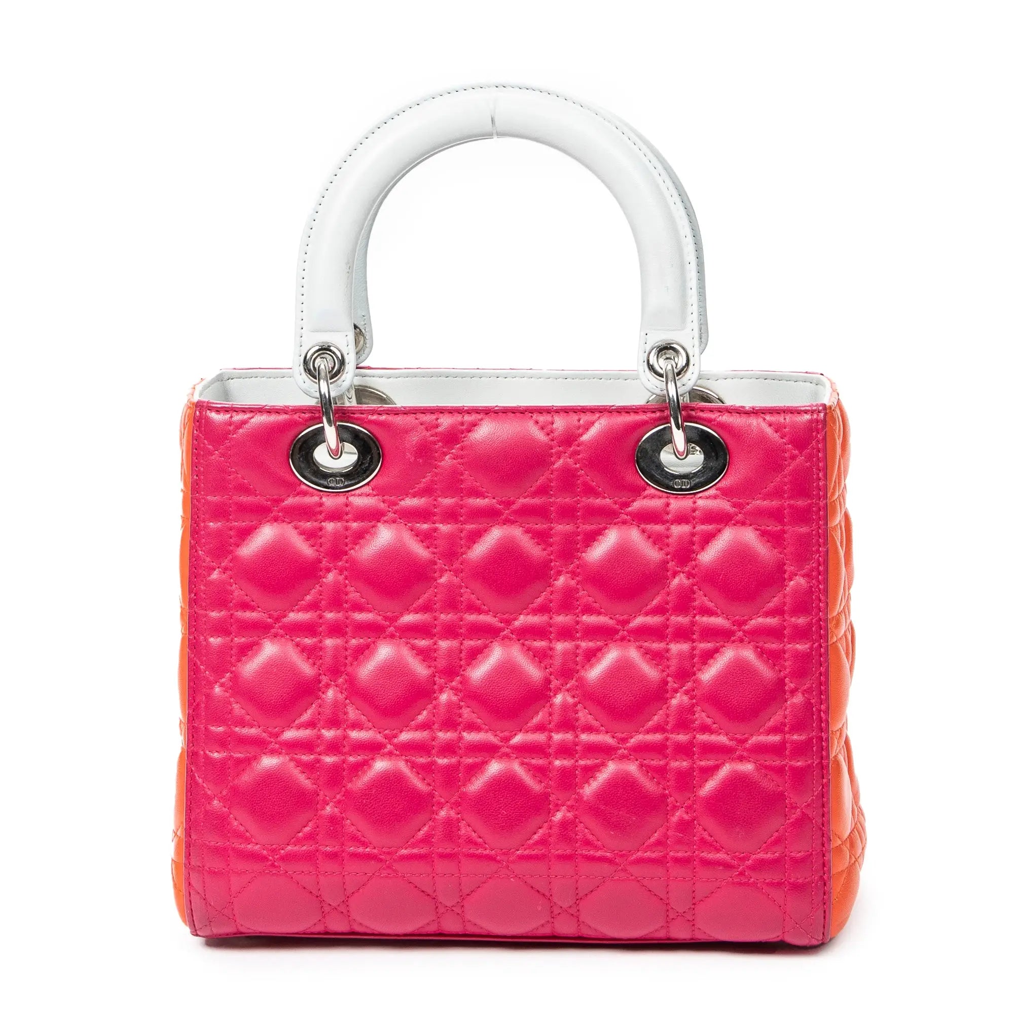 Shoulder Bag Medium Tricolor Lady Dior Fuchsia Cannage Lambskin Leather