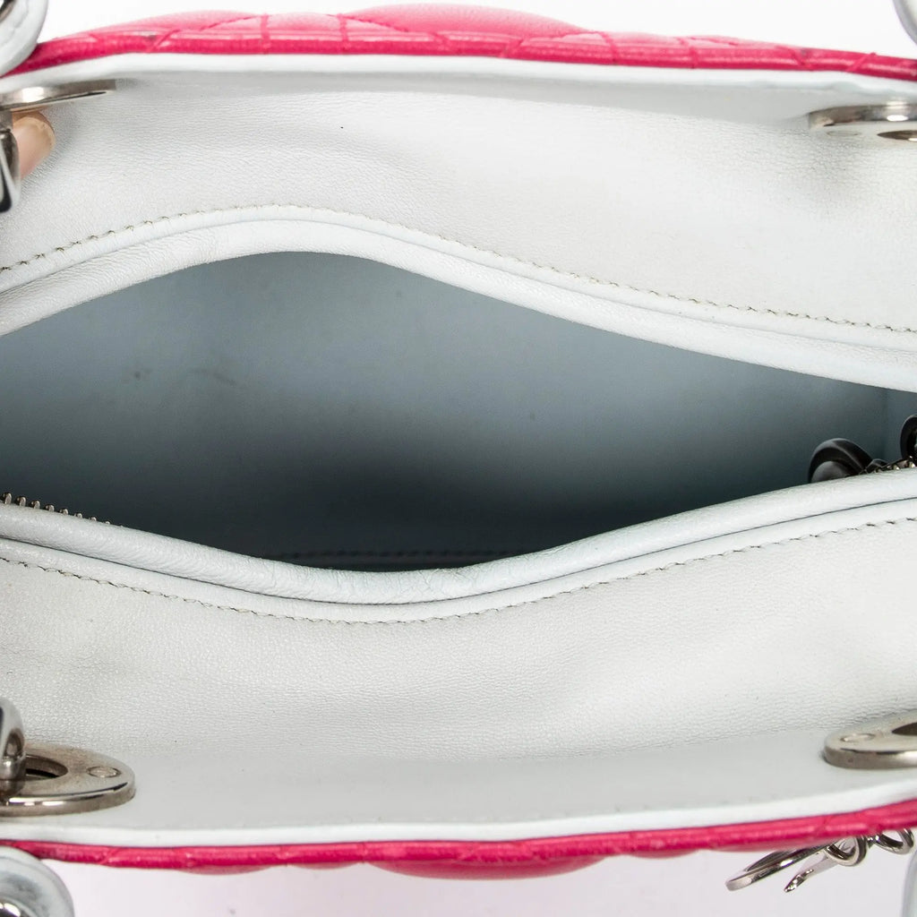 Shoulder Bag Medium Tricolor Lady Dior Fuchsia Cannage Lambskin Leather
