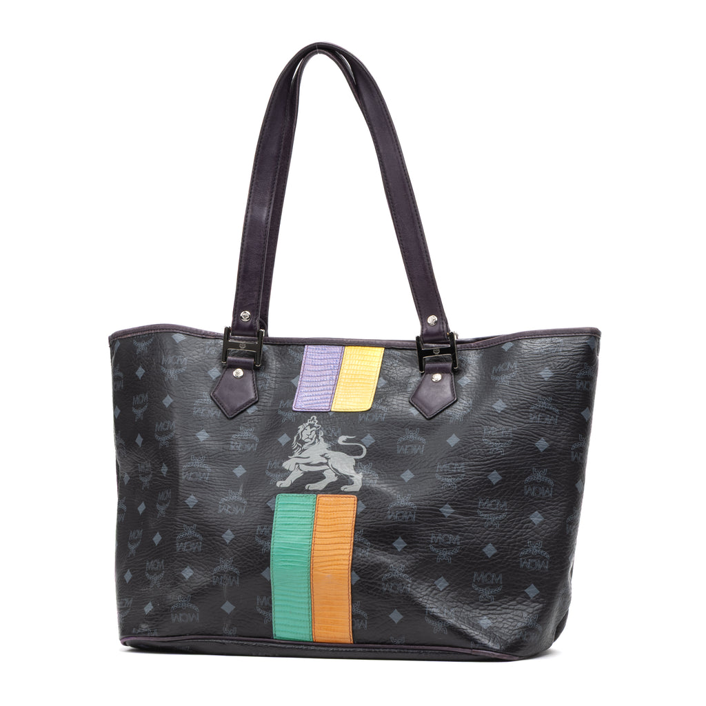 Shoulder Bag Princess Lion Shopper Tote Black Visetos Coated Canvas