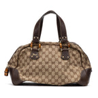Shoulder Bag Bamboo Boston Beige Monogrammed Canvas