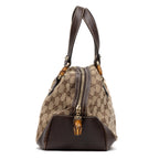 Shoulder Bag Bamboo Boston Beige Monogrammed Canvas