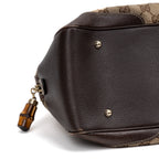 Shoulder Bag Bamboo Boston Beige Monogrammed Canvas