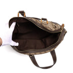 Shoulder Bag Bamboo Boston Beige Monogrammed Canvas