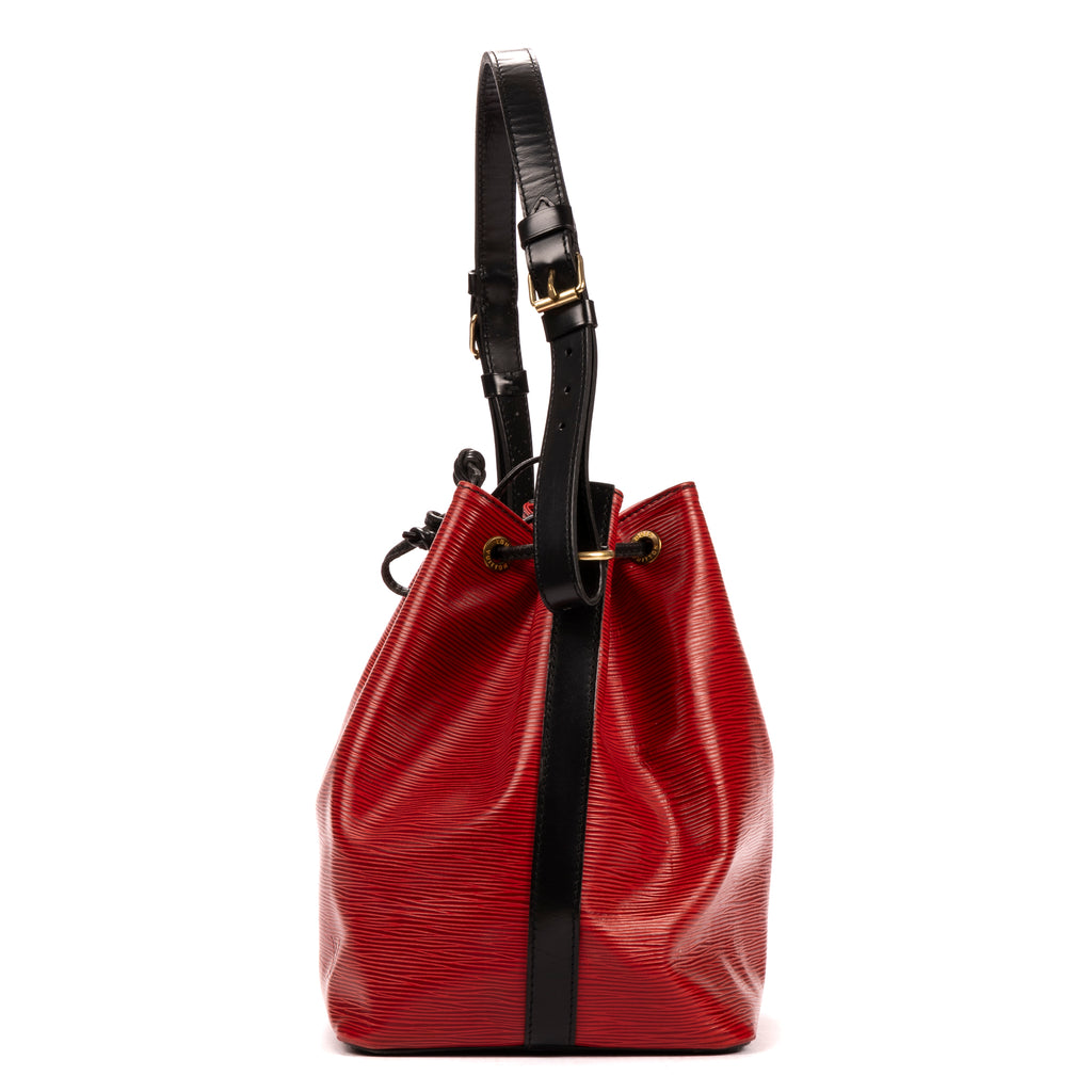 Shoulder Bag Noe Bicolor Black Stitching PM Red Epi