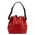 Shoulder Bag Noe Bicolor Black Stitching PM Red Epi