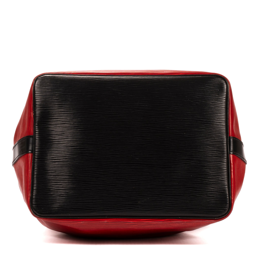 Shoulder Bag Noe Bicolor Black Stitching PM Red Epi