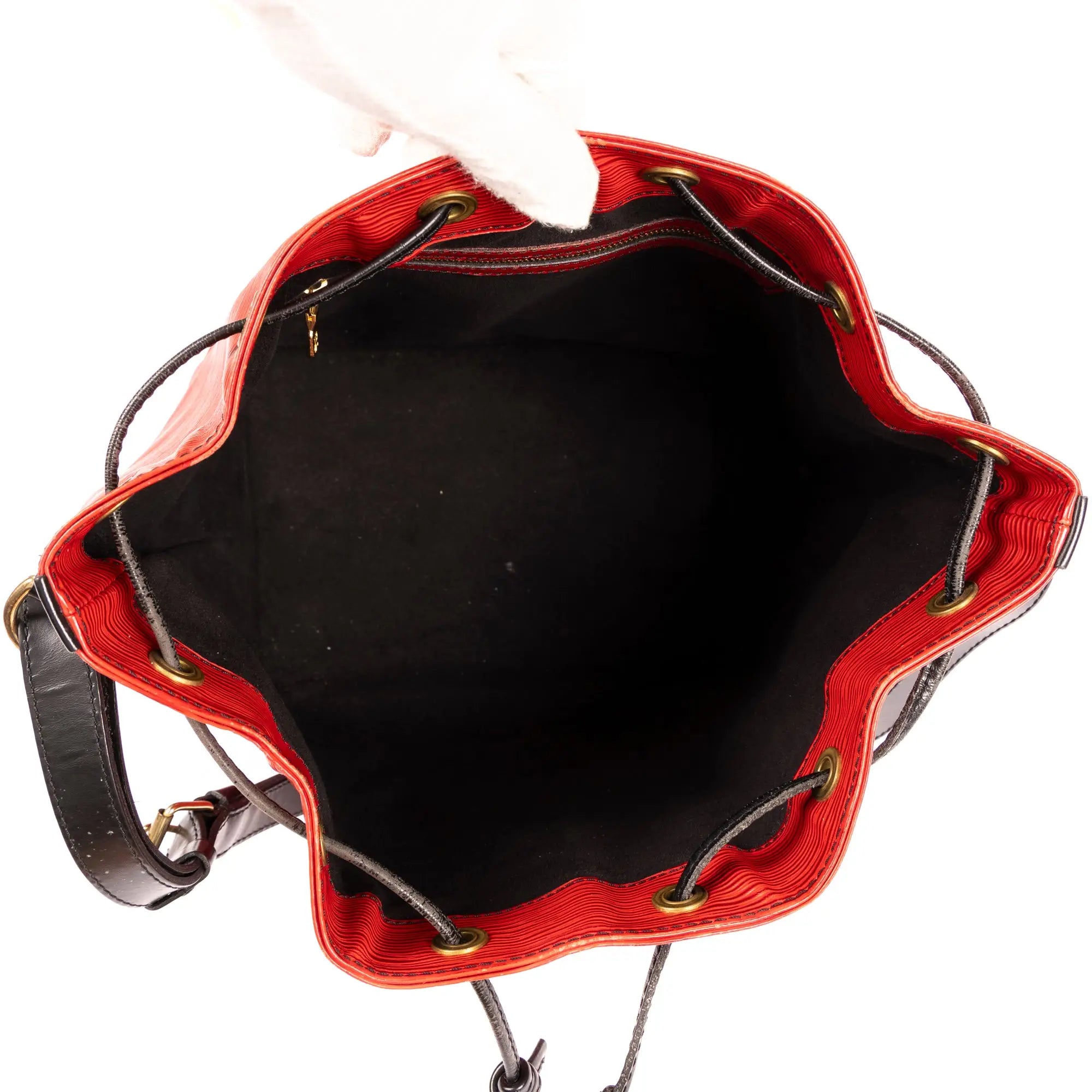 Bolso de Hombro Noe Bicolor Pespuntes Negros PM Rojo Epi