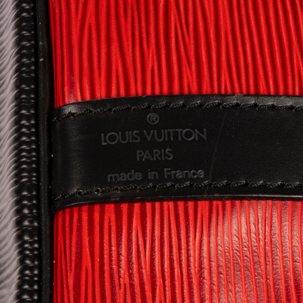 Shoulder Bag Noe Bicolor Black Stitching PM Red Epi