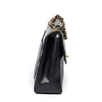 Shoulder Bag Maxi Jumbo XL Flap Black Quilted Lambskin Leather